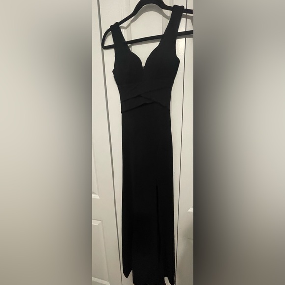 Emerald Sundae Juniors Womens Black Sweetheart Neck Slit Gown Dress Size XXS - Picture 3 of 4